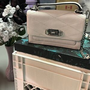REBECCA MINKOFF  WHITE PEBBLED LEATHER BIANCO SMALL JE TAIME CROSSBODY